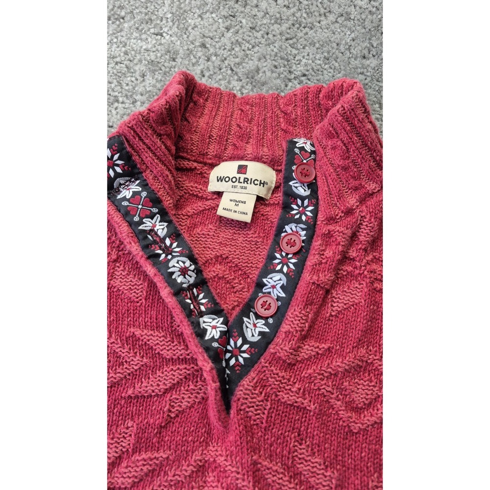 Woolrich Ruby Red Sweater Womens Medium Warm Cozy - Picture 5 of 13